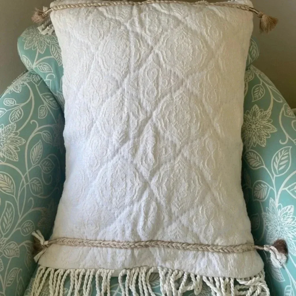 Anthropologie Tassel Textured Pillow Sham